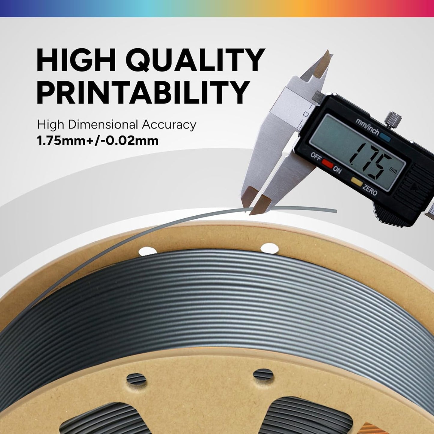 OVERTURE PLA Filament 1.75mm PLA 3D Printer Filament, 1kg Cardboard Spool (2.2lbs), Dimensional Accuracy +/- 0.02mm, Fit Most FDM Printer (Black 1-Pack)