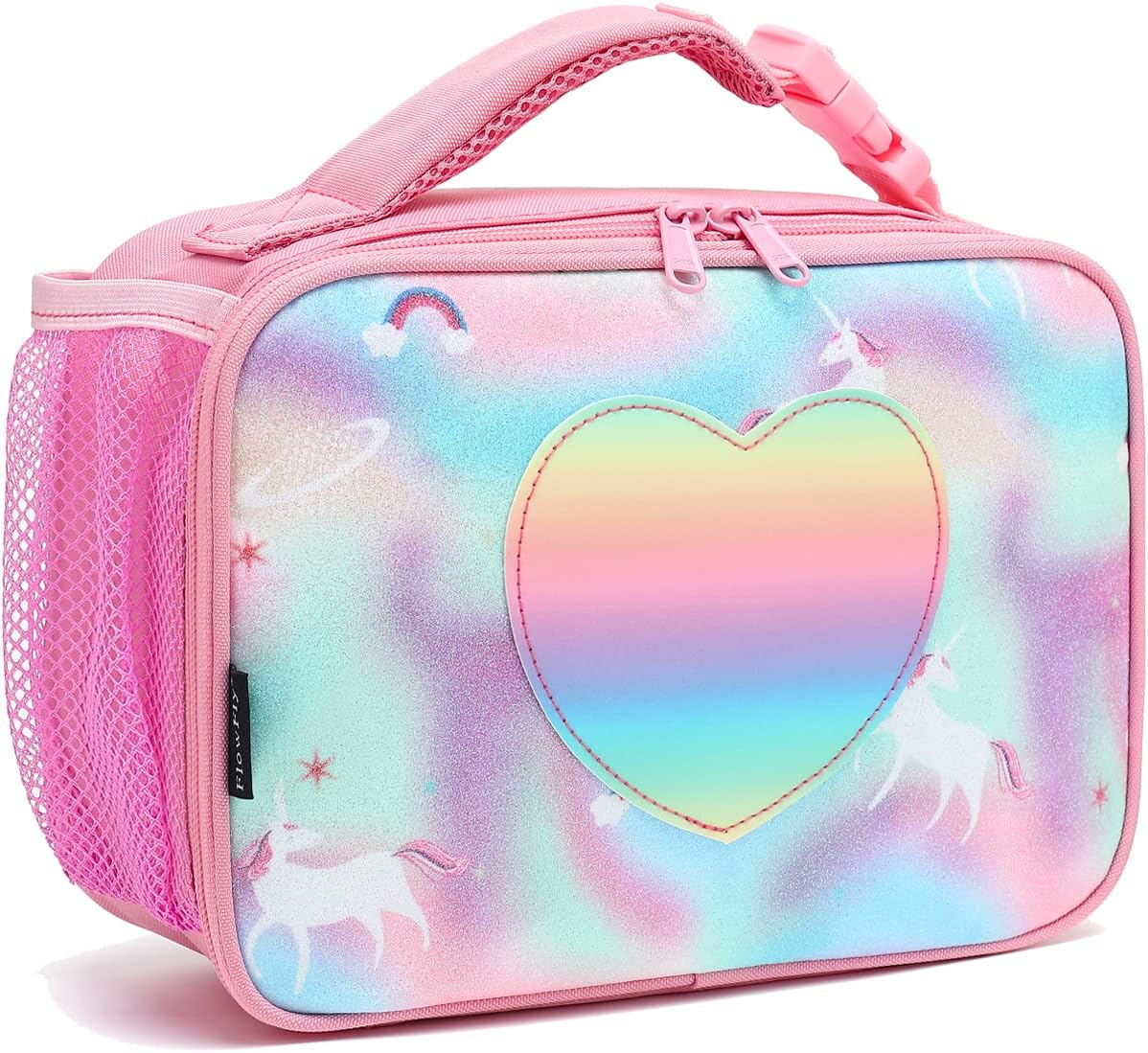 FlowFly Kids Lunch Box Insulated Soft Bag Mini Cooler Back to School Thermal Meal Tote Kit for Girls, Boys, Black