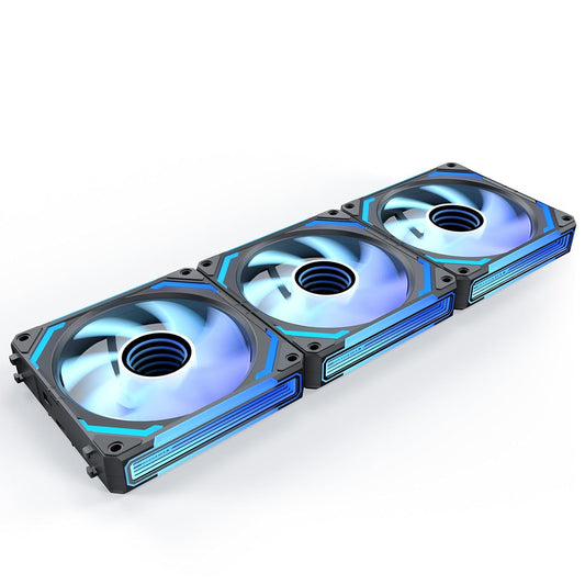 AsiaHorse COSMIQ-Black 120mm PC RGB Fans, 5V 3-PIN Connector Daisy Chain FDB PWM Computer Case Fans with RGB Controller for Cases CPU Liquid Coolers, 3Pack (Black) (Black, 3_Pack_Forward_Blade)