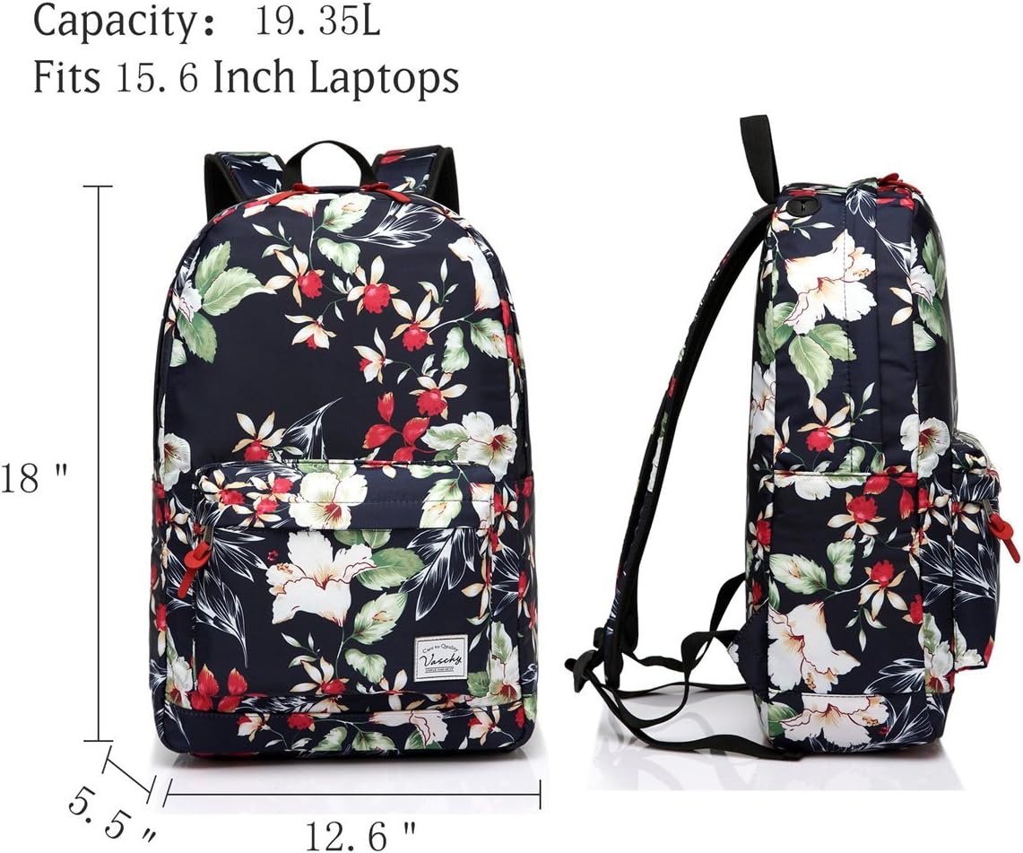 VASCHY Lightweight School Backpack for Women with Sleeve for 14" Laptop