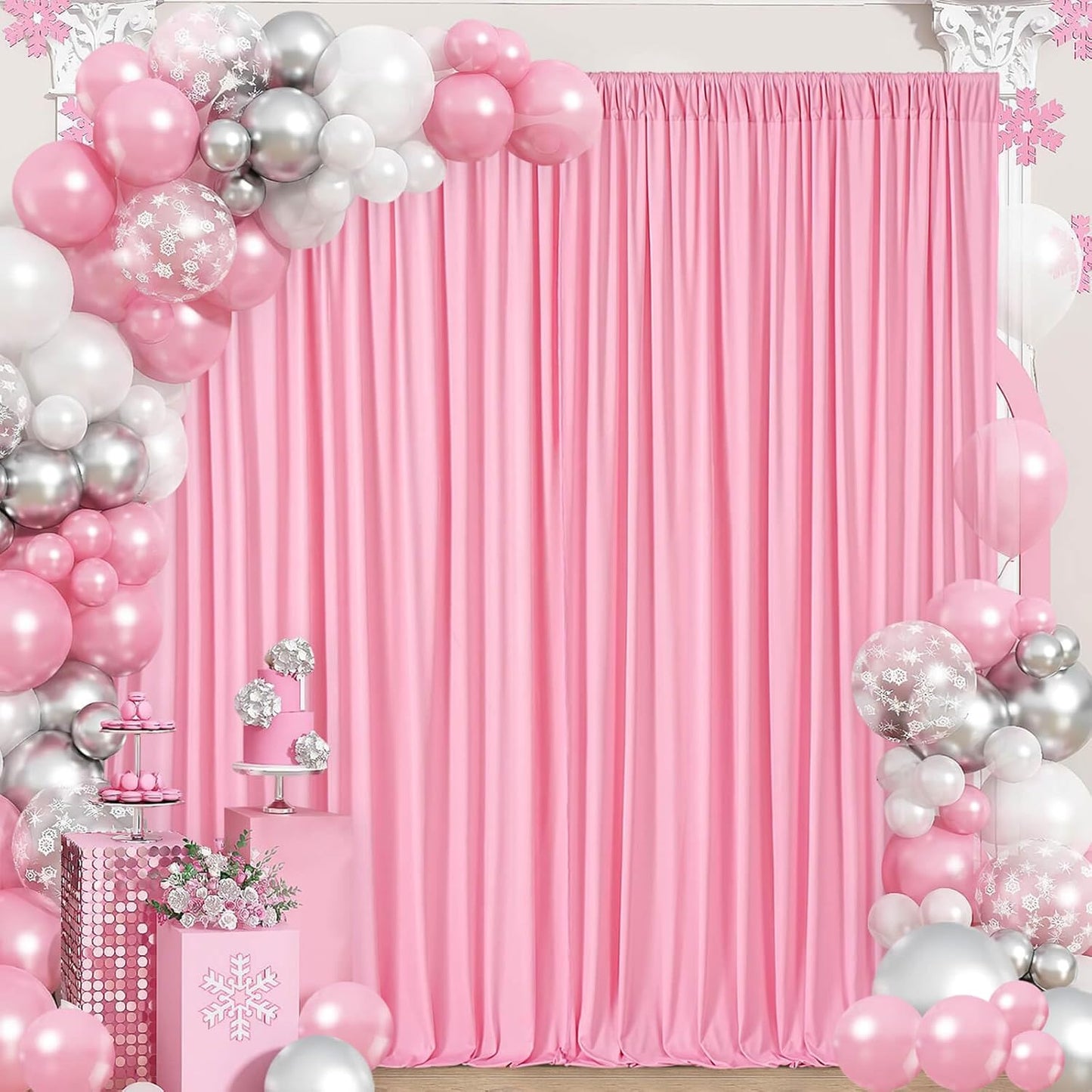 10.6x10Ft White Backdrop Curtain Parties Photo Curtains Backdrop Drapes Fabric for Wedding Birthday Baby Shower Decorations