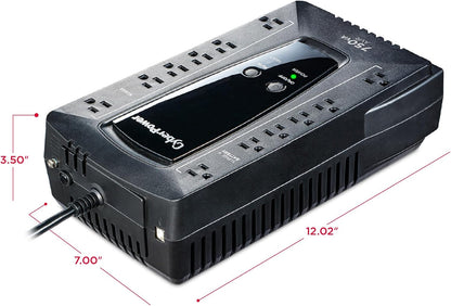 CyberPower AVRG900LCD Intelligent LCD UPS System, 900VA/480W, 12 Outlets, AVR, Compact
