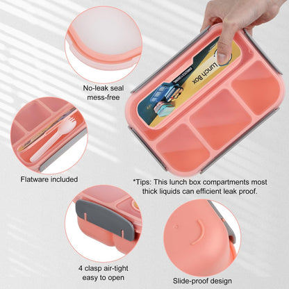 MaMix Bento Lunch Box Adult, Kids, Lunch Containers for Adults/Kids/Students,1300ML-4 Compartment (Blue)