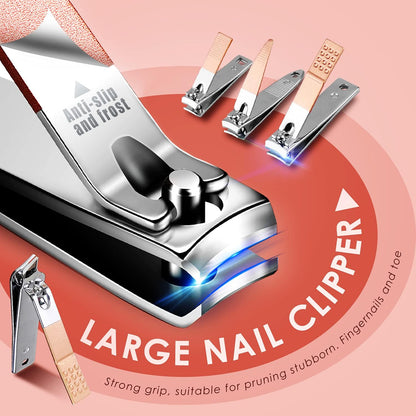 WOAMA Manicure Set 30 in 1 Nail Clipper Set Nail Kit for Women Men Stainless Steel Manicure Kit Professional with Travel Case