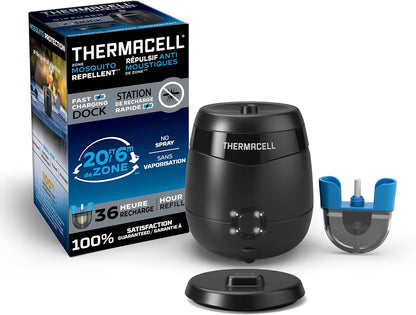 Thermacell Patio Shield Mosquito Repellent E-Series E65X Rechargeable Repeller; 20’ Mosquito Protection Zone; Includes 36-Hour Repellent Refill; No Spray, Flame or Scent; Docking Station