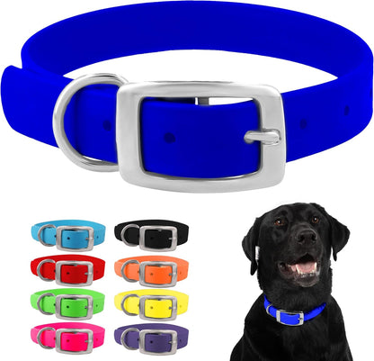 Regal Dog Products Large Pink Waterproof Dog Collar with Heavy Duty Double Buckle & D Ring | Vinyl Coated, Custom Fit, Adjustable Biothane Dog Collar | Chew Resistant Waterproof Collar for Dogs