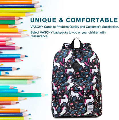 School Backpack for Kids, VASCHY Lightweight Water Resistant Casual Schoolbag Daypack for Men Women Teen Boys Girl Bookbag