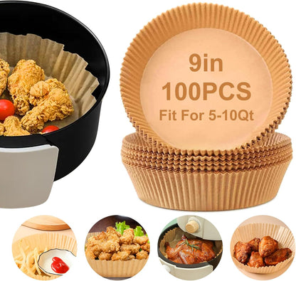 Air Fryer Liners,100Pcs 8.6" Square Air Fryer Parchment Paper Liners for 3 to 8 QT Baskets, Non-Stick & Oil Proof and Food Grade Baking Alternative to Foil for Easy Cleanup