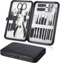 Keiby Citom Professional Stainless Steel Nail Clipper Travel & Grooming Kit Nail Tools Manicure & Pedicure Set of 18pcs with Luxurious Case (Black)