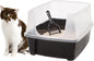 IRIS USA Large Cat Litter Box with Scoop, Open Top Cat Litter Pan, Black