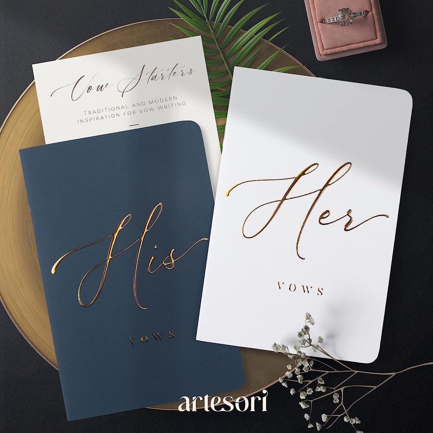 ARTESORI Wedding Vow Book for Her & Him, Soft Touch, Gold Foil Engraving, 28 Lined Pages, Wedding Vow Books His and Hers, Wedding Essentials, Wedding Registry Ideas, His and Hers Gifts [Mint & Sage]