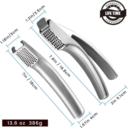 Gourmet Easy Lifetime Replace Garlic Press, No Need to Peel, Fine & Coarse