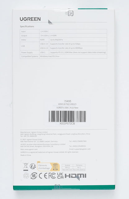 UGREEN Revodok USB C Hub, 5-in-1 USB C Adapter with 4K HDMI, 100W Power Delivery, 3 USB A Data Ports, Multiport USB Hub for MacBook Pro/Air, iPad Pro, Surface, XPS, Thinkpad, Galaxy and More, Gray