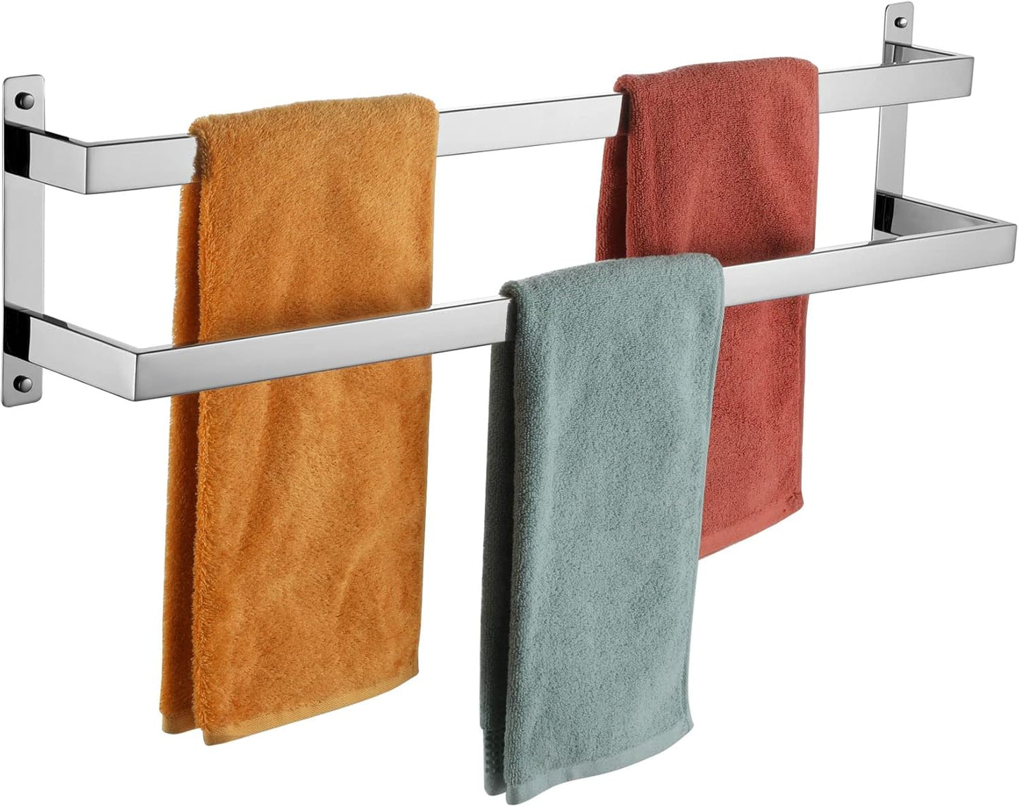 KOKOSIRI Towel Bars Black Bath Towel Holders 20 Inches Bathroom 2-Tiers Ladder Towel Rails Wall Mounted Towels Shelves Rack Stainless Steel, B5008BK-L20