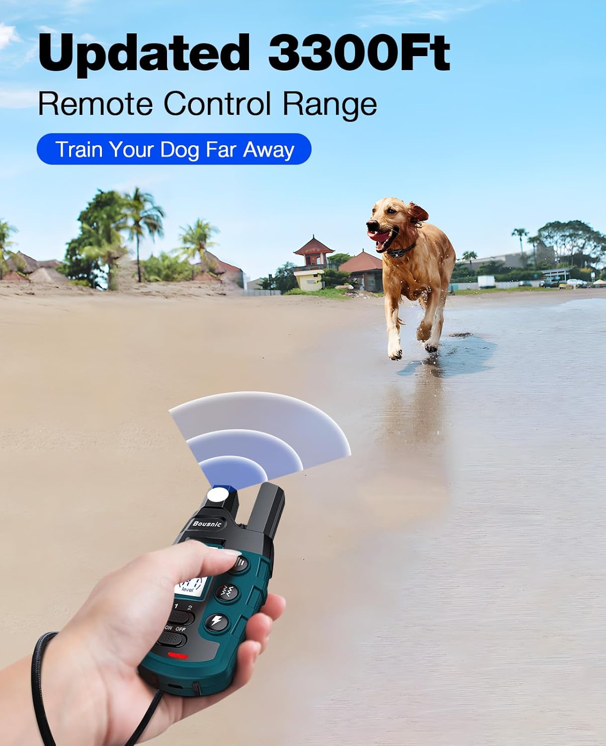 Bousnic Dog Shock Collar - 3300Ft Dog Training Collar with Remote for 5-120lbs Small Medium Large Dogs Rechargeable Waterproof e Collar with Beep (1-8), Vibration(1-16), Safe Shock(1-99) (Orange)