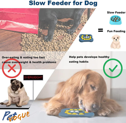 PetVogue Dog Slow Feeder Bowl, Puzzle Toy for Dispensing Treats, Pet Play Toys Game for Training IQ and Feed, Interactive Food Bowls Dispenser for Small, Medium, Large - Orange