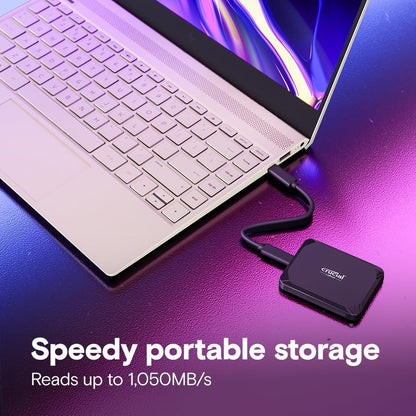 Crucial X9 4TB Portable SSD, Up to 1050MB/s, USB 3.2 USB-C, External Solid State Drive, Compatible with Windows, Mac, & Android, Reliable Storage for Games, Files, & Backups, Black - CT4000X9SSD902