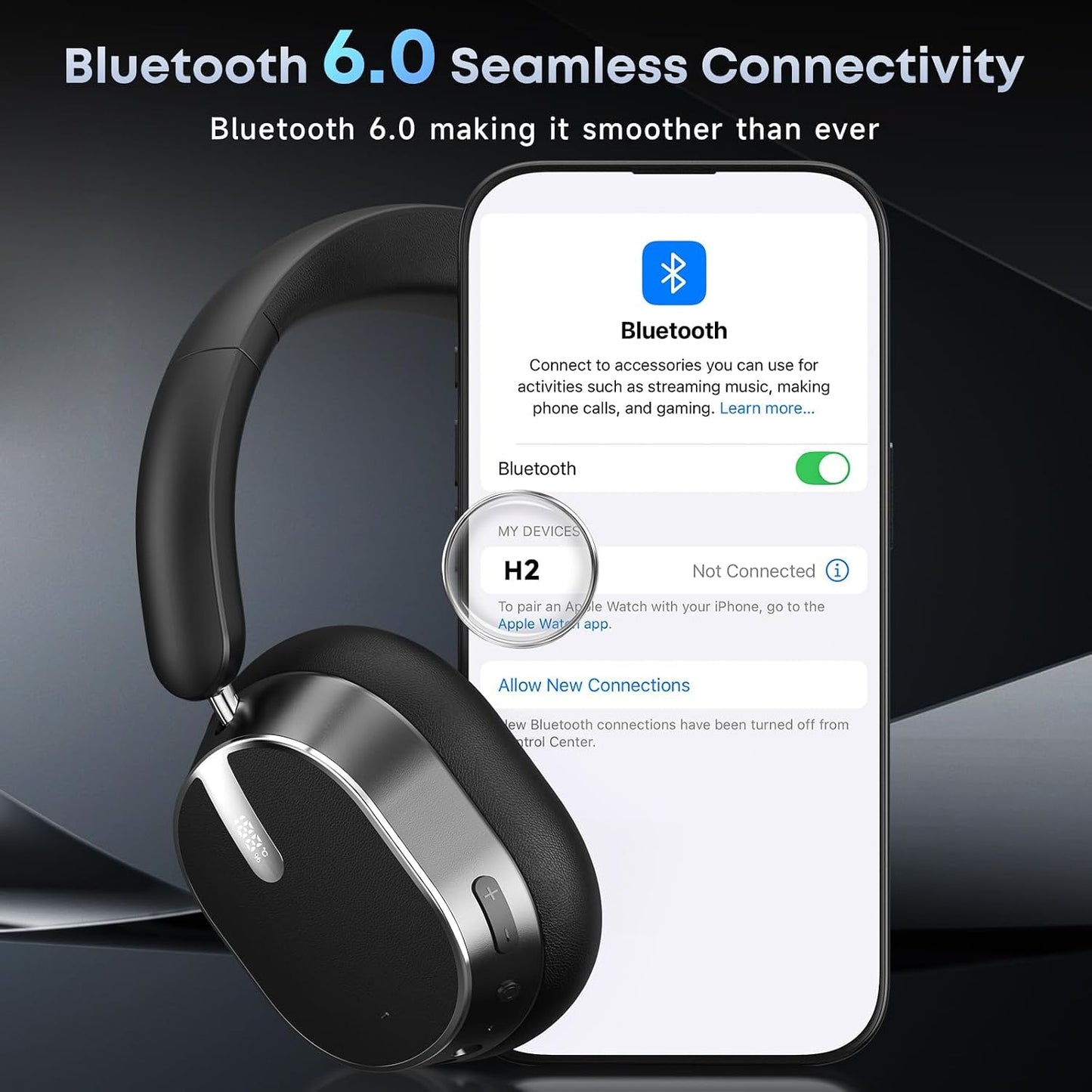 Active Noise Cancelling Bluetooth Headphones, Over Ear Wireless Headphones