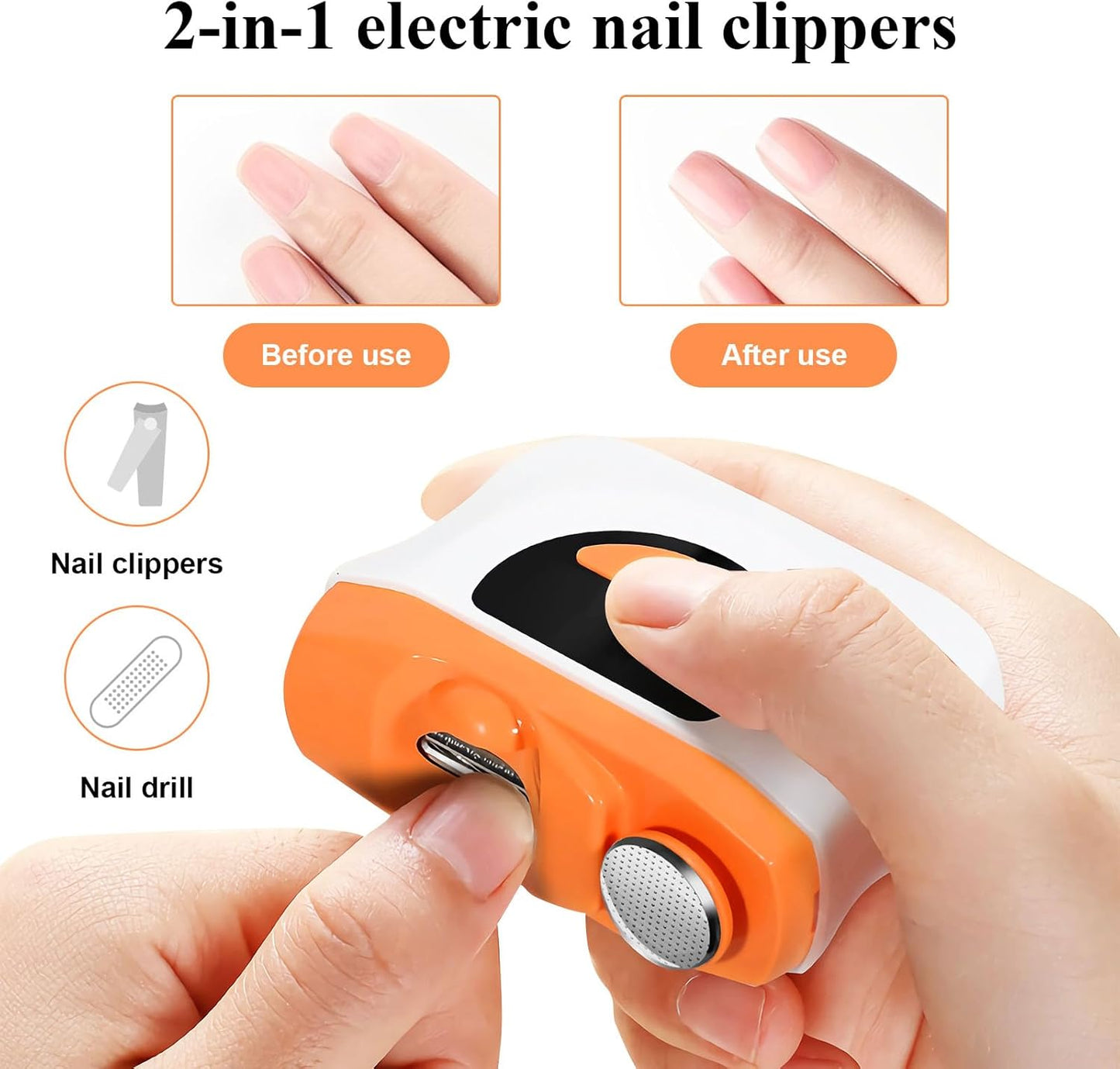 Casmoby 2025 Upgraded Electric Nail Clipper, 2 in 1 Electric Nail Clipper with 3 Speeds & LED Light,Fingernail Trimmer and Polisher with Nail Scraps Storage,USB Rechargeable Suitable for Kids, Senior