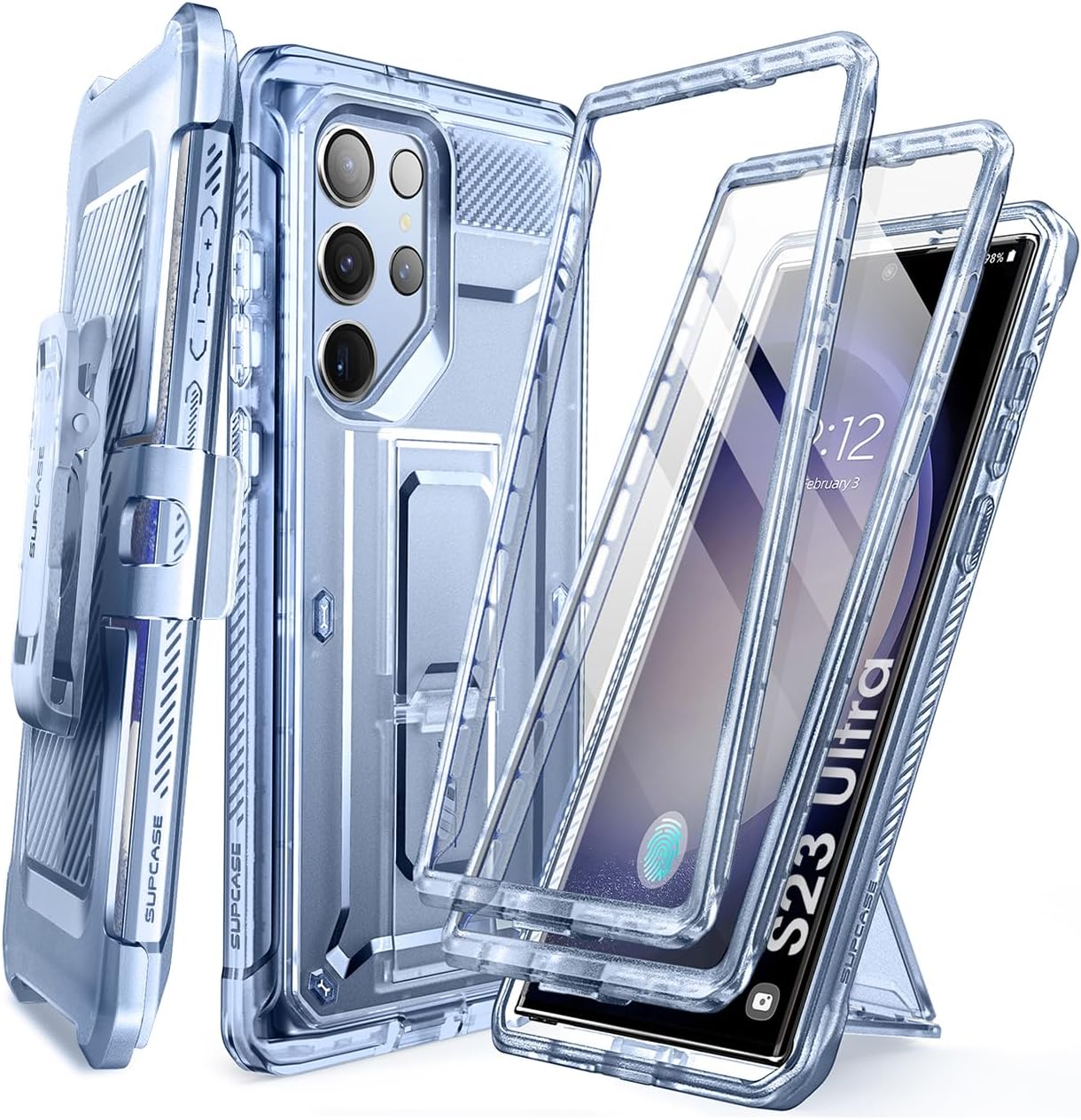 SUPCASE Unicorn Beetle Pro Case for Samsung Galaxy S23 Ultra 5G (2023), [Extra Front Frame] Full-Body Dual Layer Rugged Belt-Clip & Kickstand Case with Built-in Screen Protector (Black)