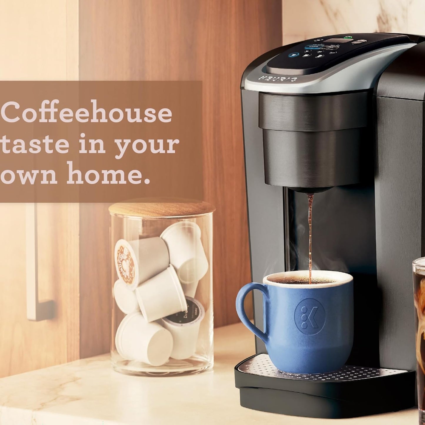 Keurig K-Elite K Single Serve K-Cup Pod Maker, with Strong Temperature Control, Iced Coffee Capability, 12oz Brew Size, Brushed Slate