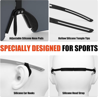 X-TIGER Polarized Cycling Glasses with 5 Interchangeable Lenses,MTB Biking Baseball Running Sports Sunglasses for Men Women