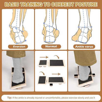 Ankle Balance Board 3 Optional Levels, Wooden Ankle Strengthener with Physical Therapy Guide for Plantar Fasciitis Relief, Achilles Pain, Posture Corrector, Foot Stretcher, Balance Training