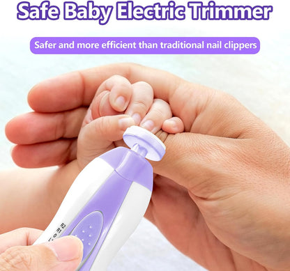 Qunlions life Electric Nail File Drill for Baby, No Sharp Claws Hurt, 6 in 1 Safety Cutter Trimmer Clipper for Toes and Fingers (Blue)