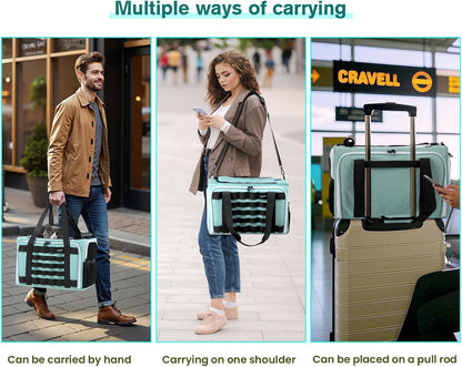 Approved Collapsible Cat Soft-Sided Carriers, Breathable Pet Carriers up to 5kg/12lbs, Portable Dog Carrier Great for Travel, Outdoor, Hiking, Camping(Gray)