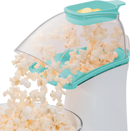 Presto 04869 Poplite Hot Air Popcorn Popper - Built-In Measuring Cup + Melts Butter, Easy to Clean, Built-In Cord Wrap, 18 Cups, Aqua/White