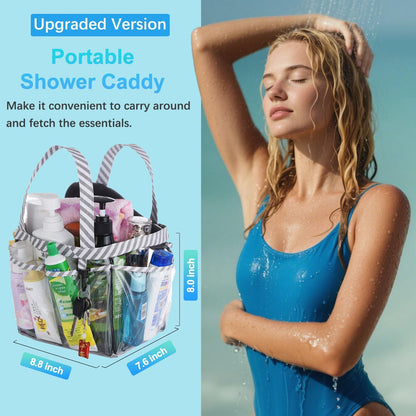 Mesh Shower Caddy Tote, Large College Dorm Bathroom Caddy Organizer with Key Hook and 2 Oxford Handles, Quick Hold, 8 Basket Pockets for Camp Gym