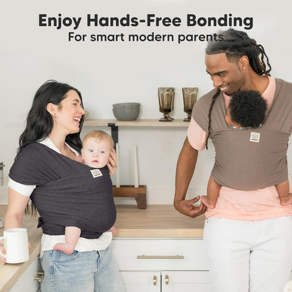 KeaBabies Baby Wrap Carrier - All in 1 Original Baby Carrier Newborn To Toddler Sling, Easy to Wear, Hands Free Bonding, Lightweight, Breathable Infant Wraps (Trendy Black)