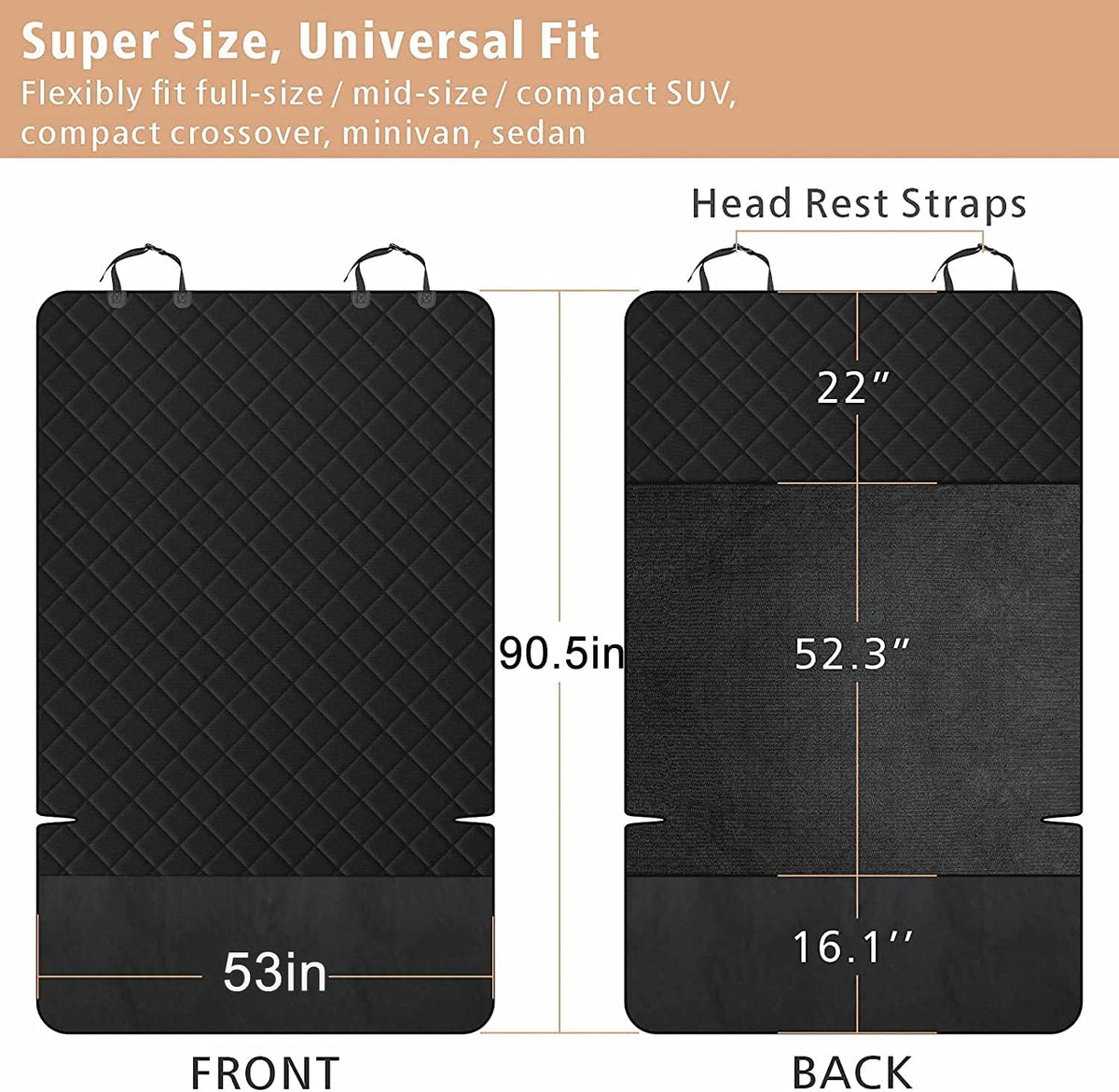 Dog Trunk Cargo Cover with Bumper Flap Protection 135x230cm Gray