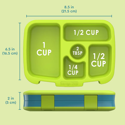 Bentgo Kids Prints Leak-Proof, 5-Compartment Bento-Style Kids Lunch Box - Ideal Portion Sizes for Ages 3-7, Durable, Drop-Proof, Dishwasher Safe, & Made with BPA-Free Materials (Green Rainbow)