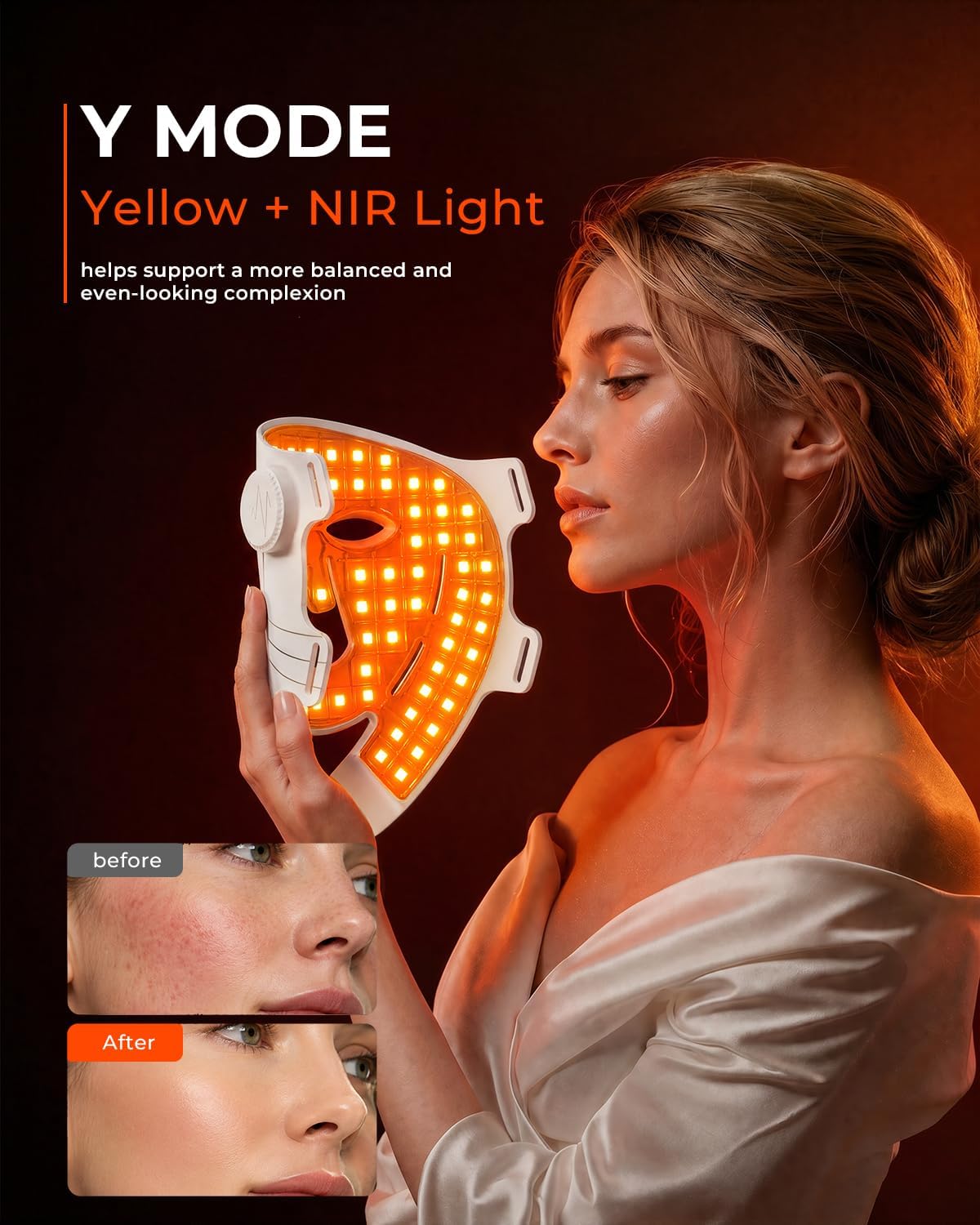 𝟐𝟎𝟐𝟔 Cordless 4D Red Led Mask Spectrum Mask Red Light for Face and Neck Set, 850nm and Red Light 630nm, 460nm 530nm 4 Gears Energy Adjustment, White