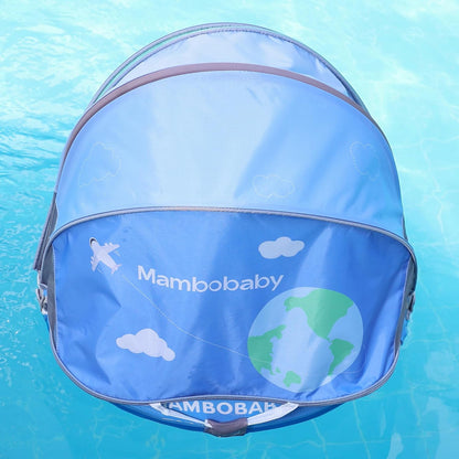 Mambobaby Baby Swim Float with Canopy, Non-Inflatable Solid Baby Float, Upgrade Soft Skin-Friendly Material Infant Swim Float