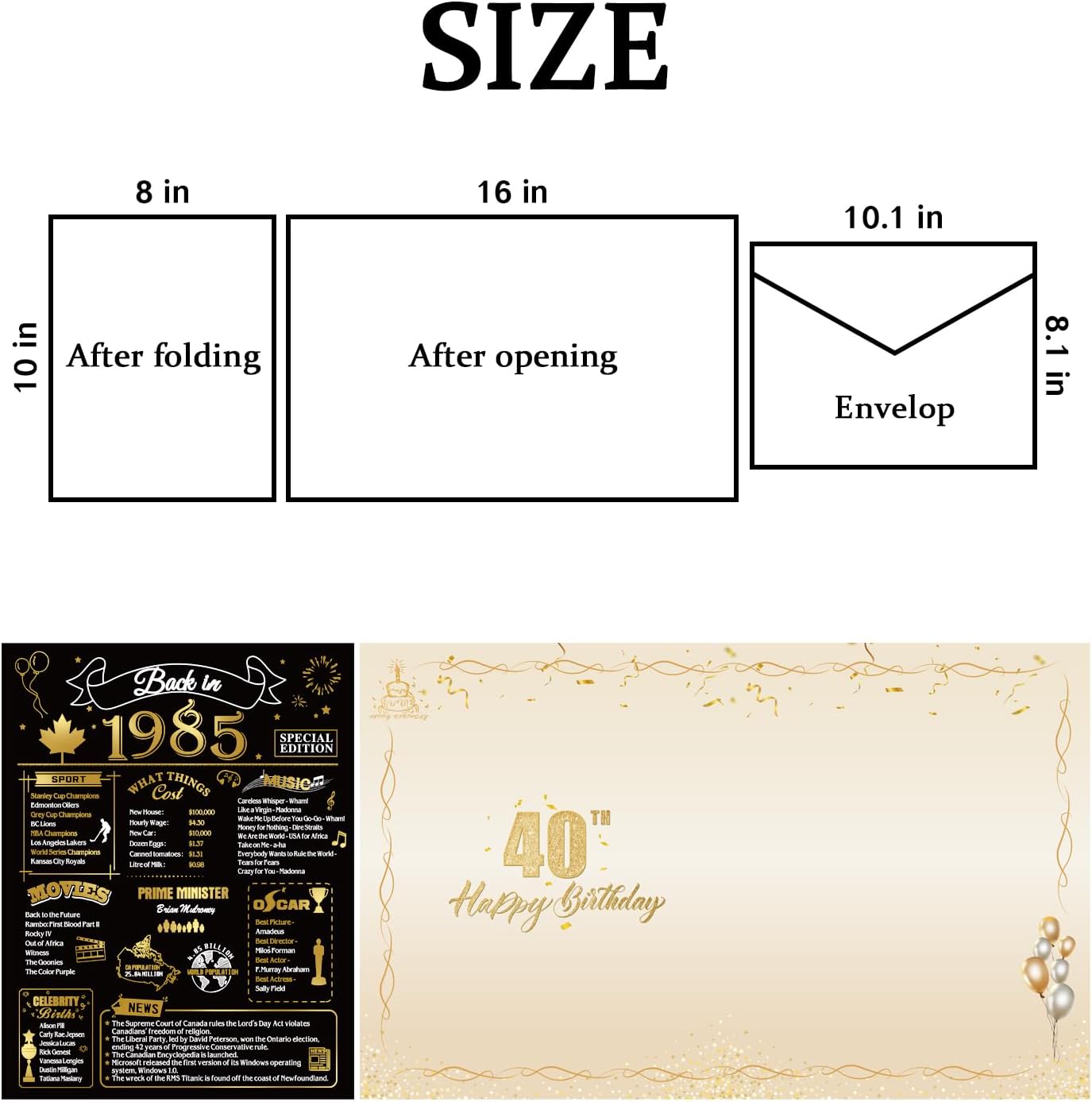 50th Birthday Card, Jumbo CANADA 25x20cm Back in 1975, Gilding Happy 50th Birthday Decoration for Woman, Men, Funny 50 Birthday Gifts for Wife, Husband, Him, Her, Mom