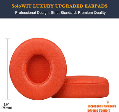 SoloWIT® Ear Pads Cushions Replacement, Earpads for Beats Solo 2 & Solo 3 Wireless On-Ear Headphones with Soft Protein Leather, Stronger Adhesive, Noise Isolation Memory Foam - Black