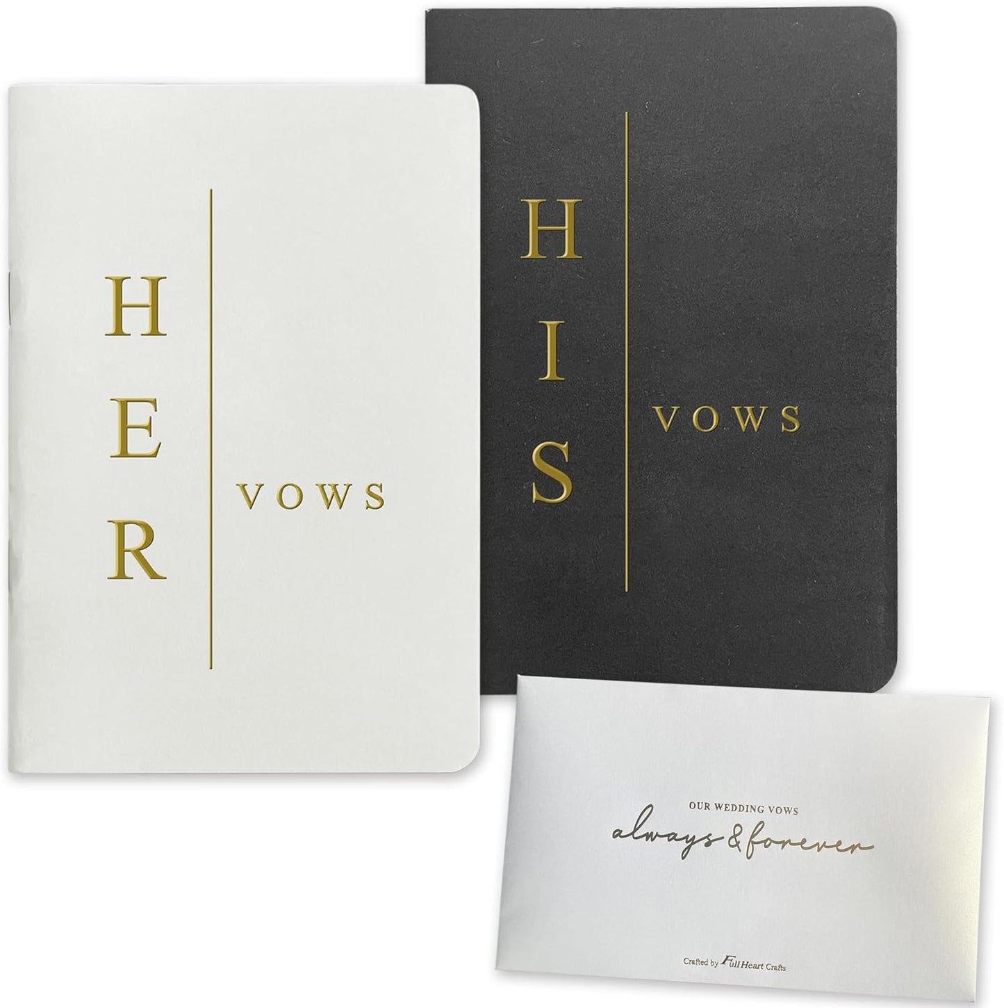 WeddingGiftsWedding Vow Books His and Hers Soft Touch Gold Foil Engraving Vow Books Wedding Essentials Wedding Accessories(TR-HH-Black)