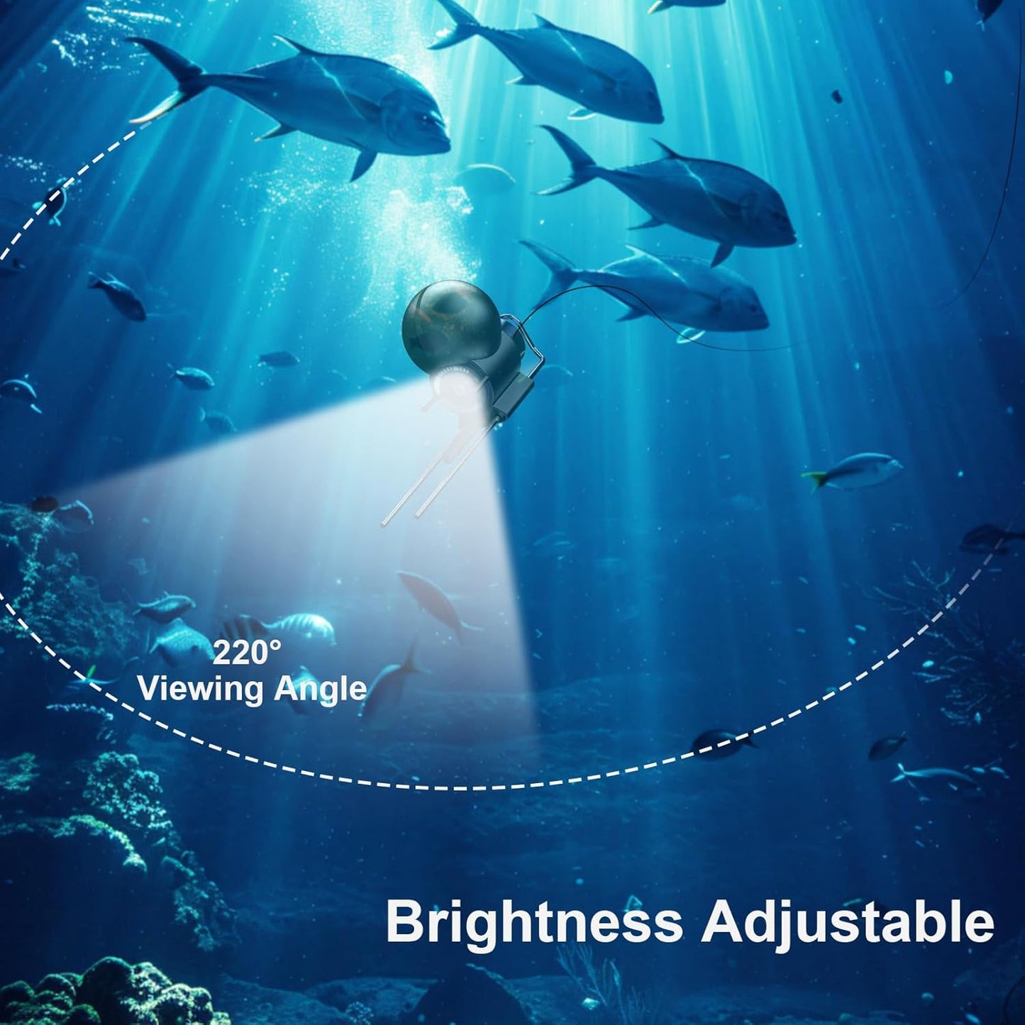 Underwater Fishing Camera, Portable Video Cameras Fish Finder, 5 Inch HD LCD Monitor, 8pcs Infrared Lights Night Vision, Waterproof Fishing Camera for Ice Lake Boat Sea Kayak Fishing