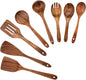 Purilite Select – Natural Teak Wooden Cooking Utensils Set (8-Piece Spoons &amp; Spatulas)
