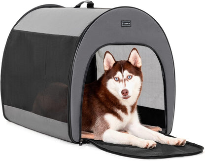PETSFIT Soft Sided Dog Crate, Travel Dog Crate - 19 Inch Lightweight, Roomy, Easy to Set Up, Sturdy Portable Dog Kennel with Thick Mat, Navy Blue