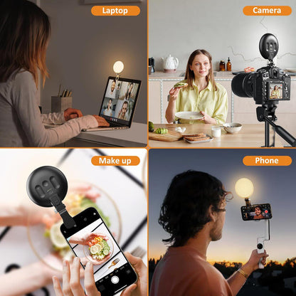 Anautin 60 LED Ring Light, Rechargeable Selfie Light with Front & Back Clip, 2500-6500K Portable Phone Light, Adjustable 3 Light Modes for iPhone, iPad, Tablet, Laptop, CRI97+, 90 Grams (White)