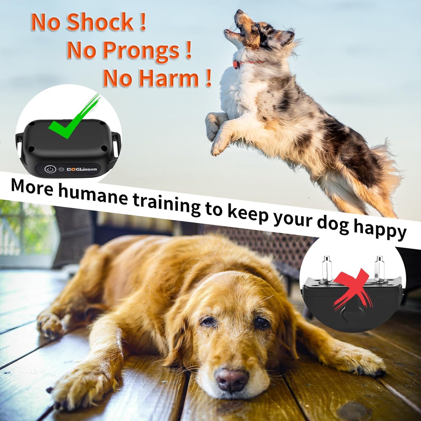 DOGLinsen No Shock Dog Training Collar with Remote 3300ft Range, Vibrating Dog Collar, Vibration Collar for Small Medium Large Dogs, 9 Style Tones and Vibration Collar
