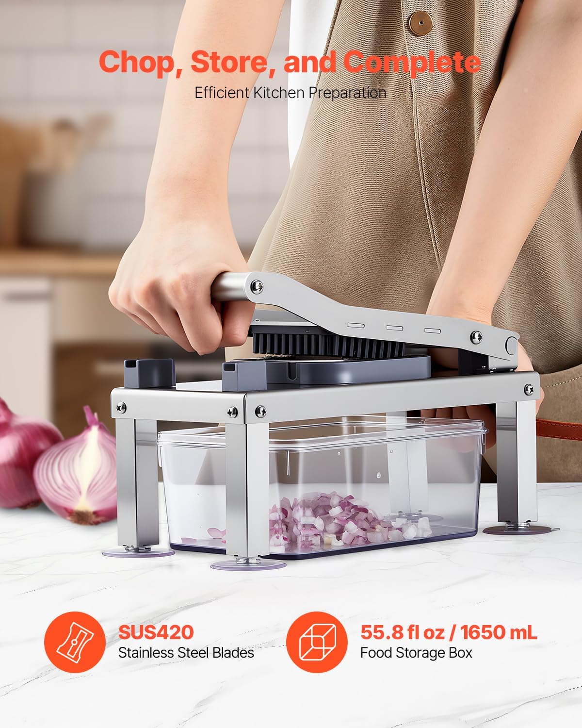 Purilite Select Stainless Steel Vegetable Chopper &amp; Food Dicer
