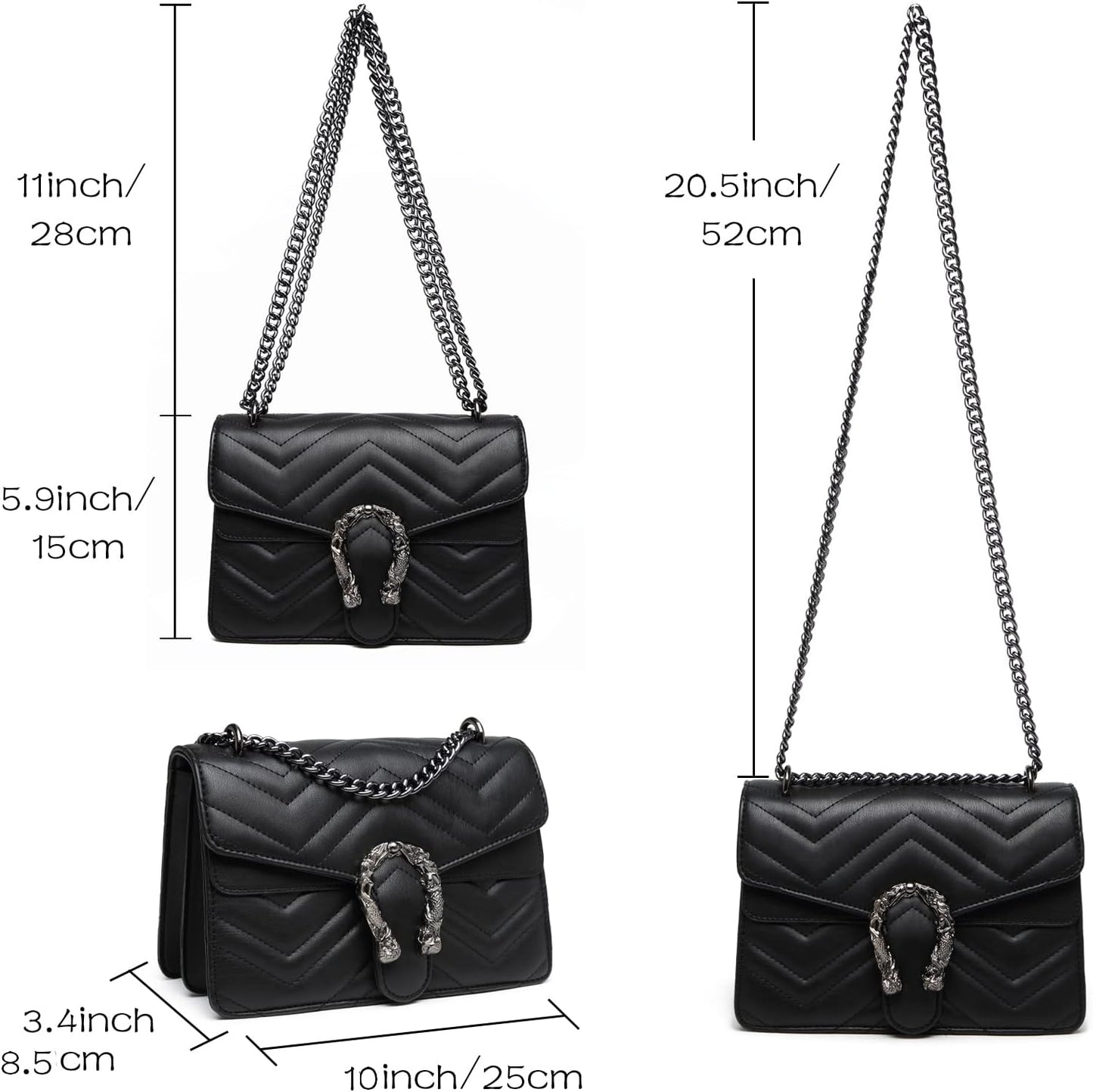 MYHOZEE Crossbody Bags for Women - Snake Printed Clutch Purses Leather Chain Shoulder Bags Evening Handbags