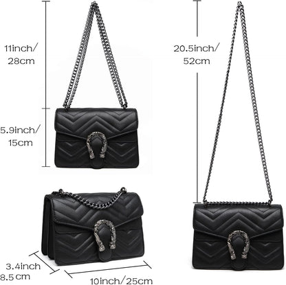 MYHOZEE Crossbody Bags for Women - Snake Printed Clutch Purses Leather Chain Shoulder Bags Evening Handbags
