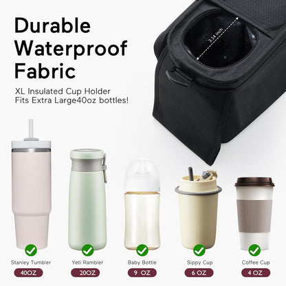 Universal Stroller Organizer with Insulated Cup Holder by Momcozy - Detachable Phone Bag & Shoulder Strap, Fits for Stroller like Uppababy, Baby Jogger, Britax, BOB, Umbrella and Pet Stroller