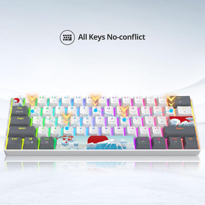 Fogruaden Full Size Mechanical Keyboard, Green Matcha Keyboard, Wired USB 104 Keys RGB Backlit Gaming Keyboard with Number Pad, Red Switches, NKRO Mechanical Keyboard for Windows Laptop PC Gamer