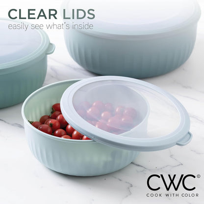 COOK WITH COLOR Prep Bowls with Lids- 8 Piece Nesting Plastic Small Mixing Bowl Set with Lids (Teal Ombre)
